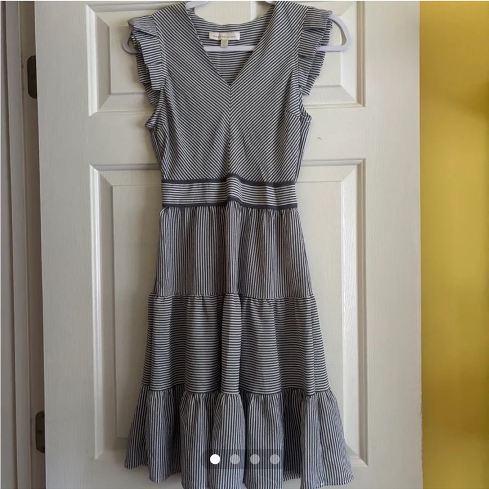 Monteau Grey and White Striped Juniors Dress